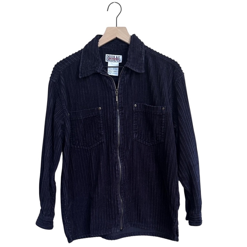 Bill Blass Vintage 90’s Navy Corduroy Zip-Up Shacket Women’s Small 100% Cotton
